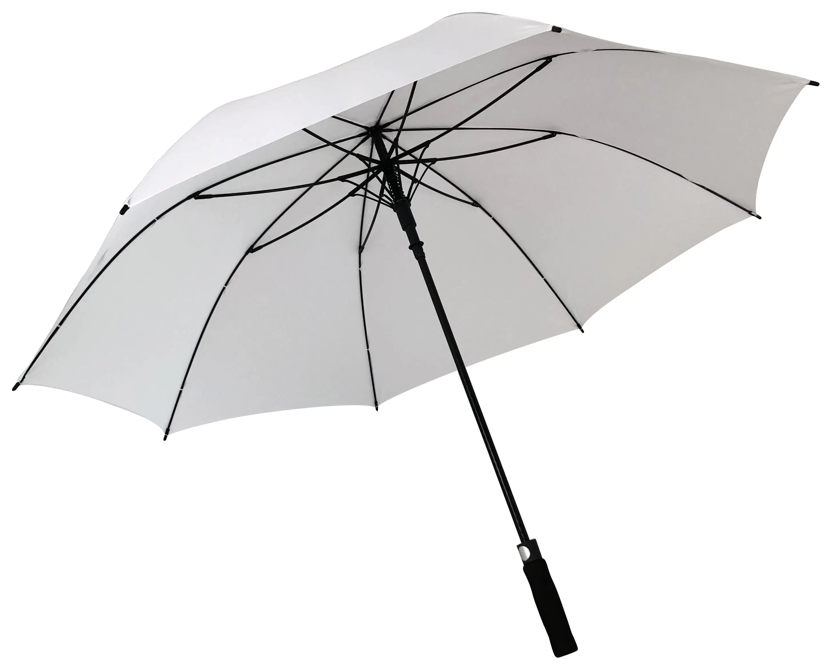 30 inch straight auto open durable fiberglass frame solid white golf umbrella can print logo, many colors for option