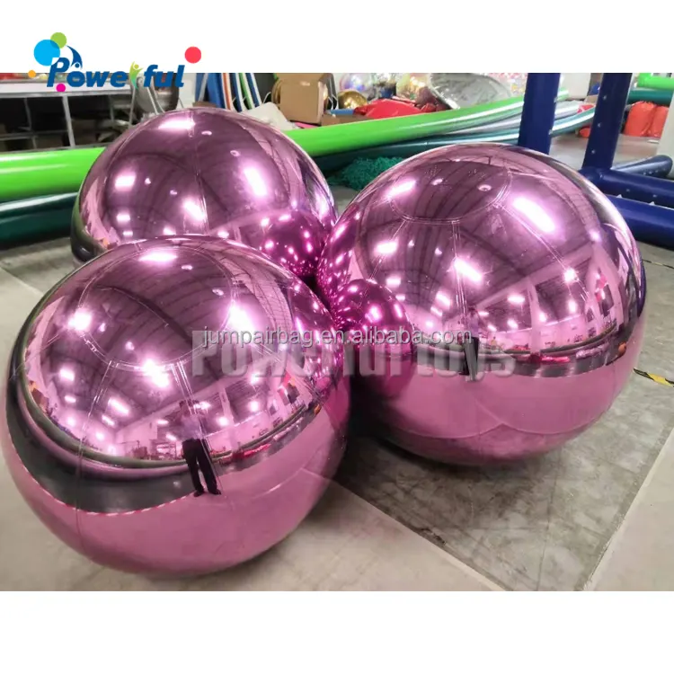 Self Inflating Balloons Christmas Large Round Hanging Mirror Balls Wedding Decoration Wholesale Price Inflatable Pink Mirror Balloon