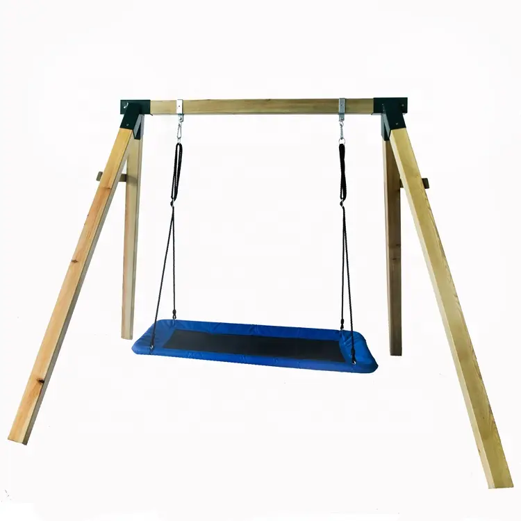 Factory backyard wooden playground rectangular frame two person swing set