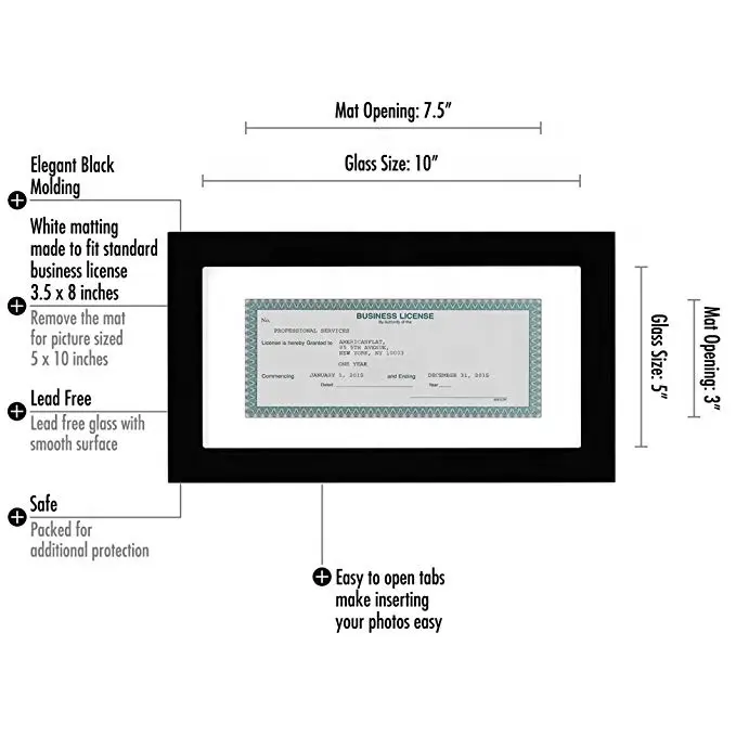 High Quality Business License Frame Clear Magnetic Acrylic Panoramic Photograph Double Sided Frameless Photo Display