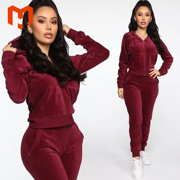 2020 New Arrivals Autumn Women Sets Feet Zip Matching Sweat Suits Jogging Suits Custom Tracksuits