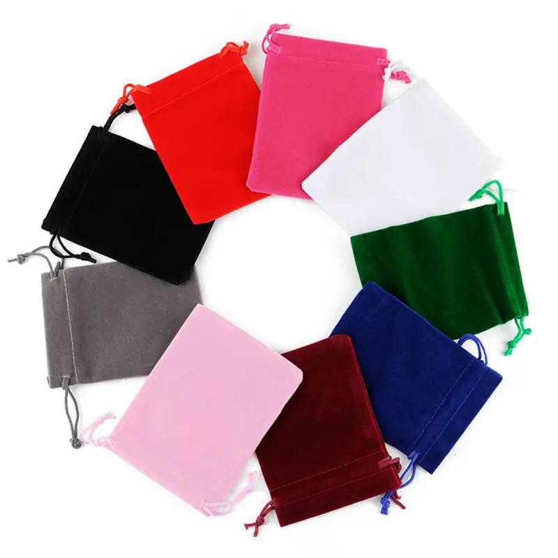 Different sizes flannelette velvet drawstring bag for jewelry