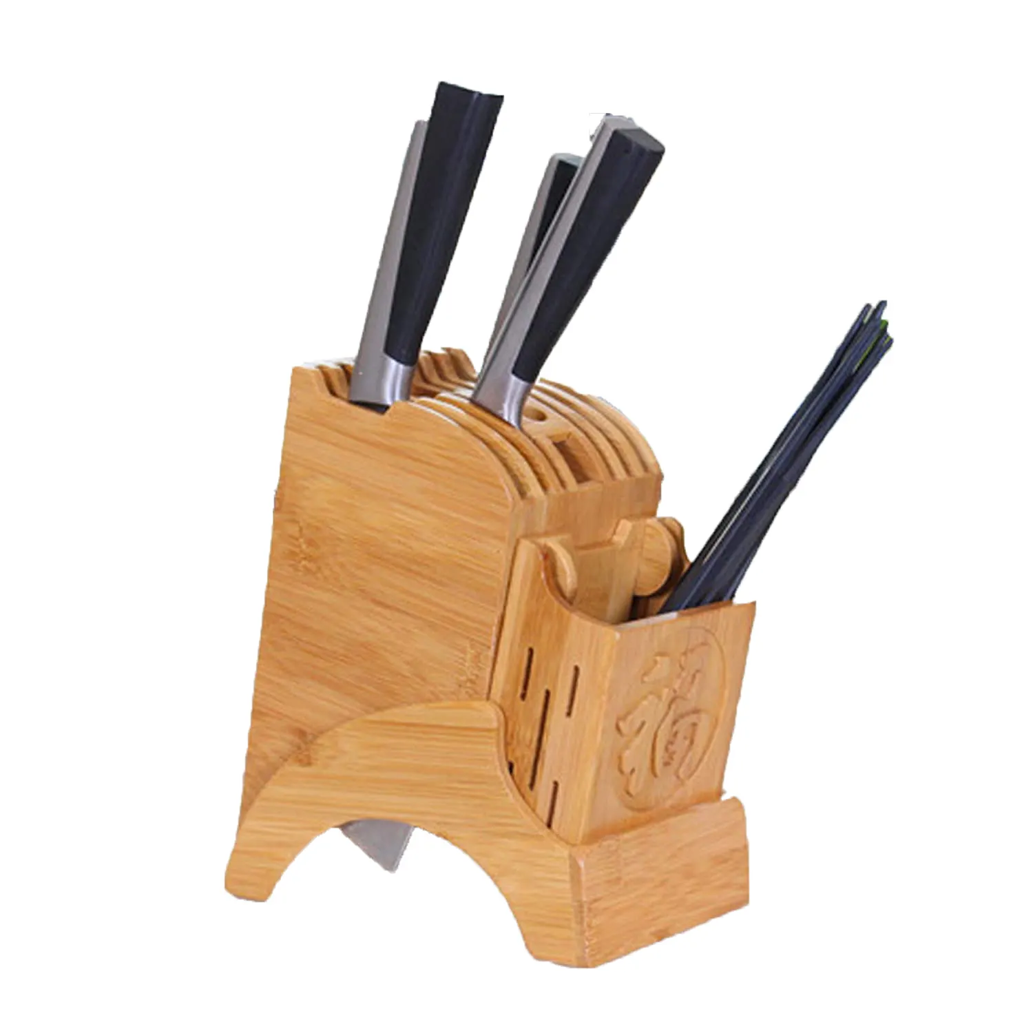 Large Knife Storage Organizer Bamboo Knife Block With Chopstick holder