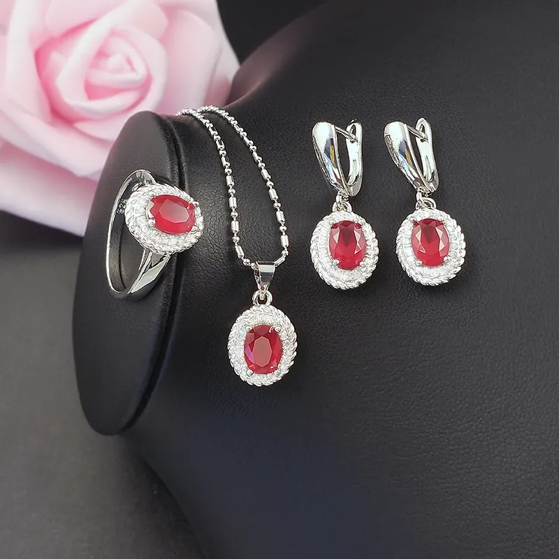 Luxury White Gold Plated Zircon Necklace Bracelet Earring Set For Women Wedding Party Jewelry Set