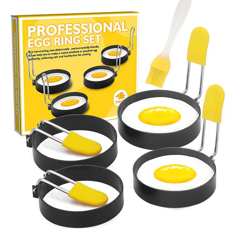 New Arrival Non-stick 4 Pieces Round Egg Cooking Ring Wholesale Price Household Mold Tool Fried Egg Mold Rings