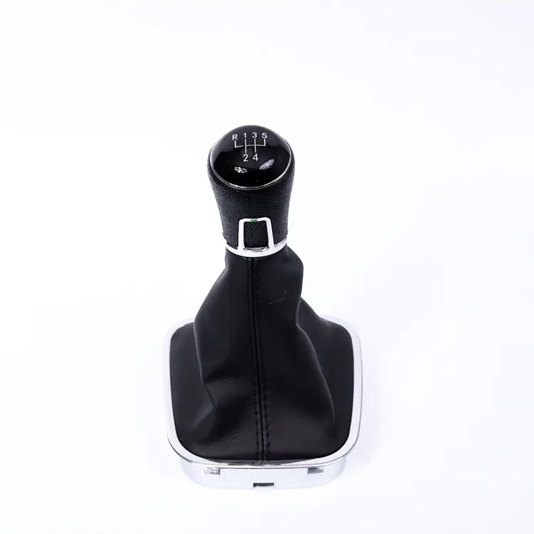 Car styling 5 Speed Stick Level leather Boot chrome frame For VW Jetta Polo 6R Hatchback Rapid 11-17 gear shift knob