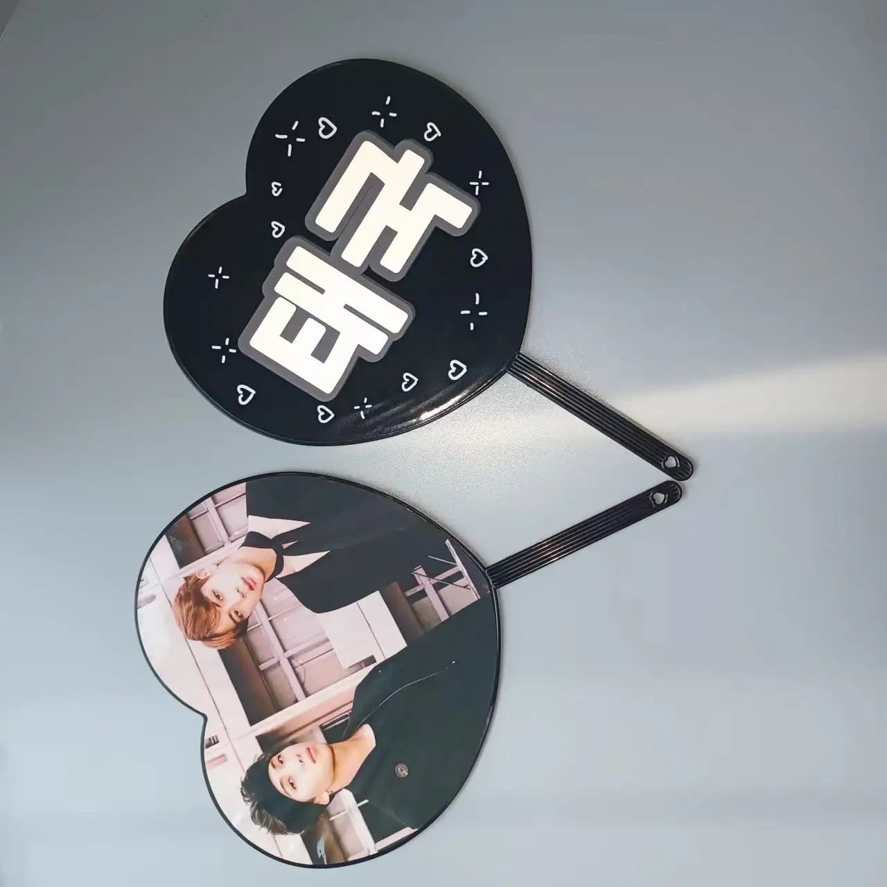 Custom kpop Double printed side Big size plastic transparent Circular Picket kpop hand fan for Idol Collectable