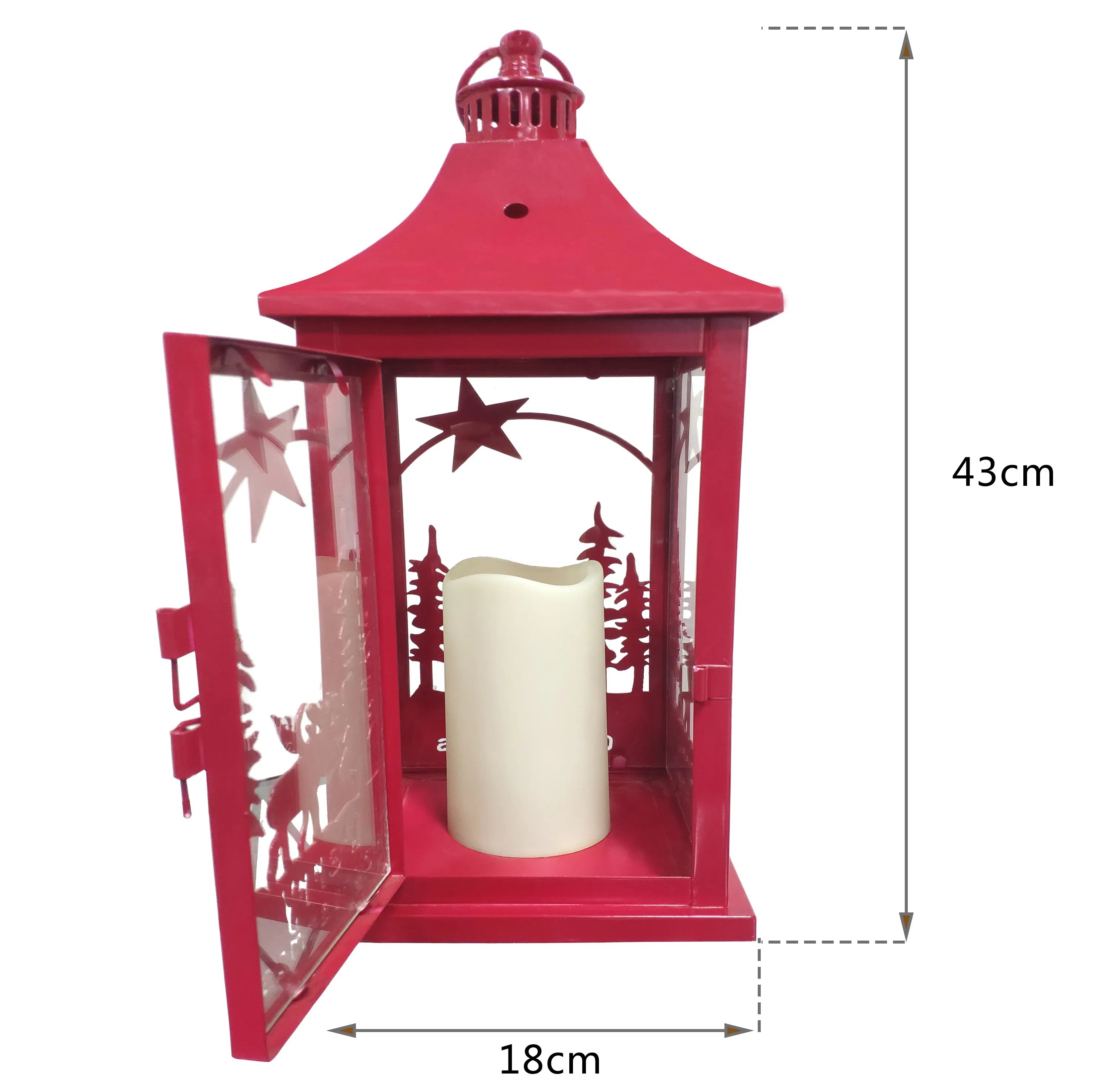 2021 Pavilion shaped metal hollow out frame led light candle lantern holder Christmas hanging decorative lanterns