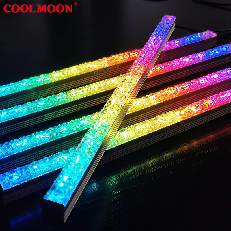 COOLMOON Dimond Ray 280mm Addressable 5V ARGB light strip Motherboard SYNC color Magnetic LED light bar for computer case