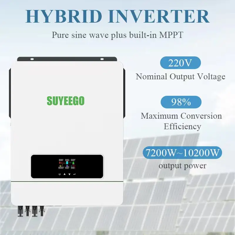 SUYEEGO внесетевой 7 кВт 8 кВт 10 кВт Гибридный солнечный инвертор с немодулированным синусоидальным инвертором MPPT солнечные контроллеры зарядное устройство