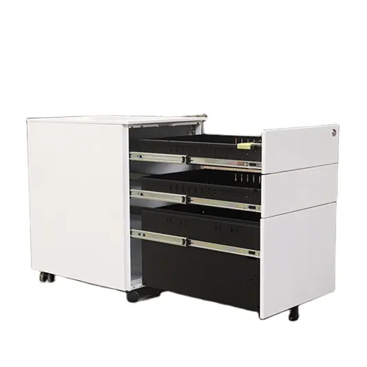 LUOYANG YULONG Office Equipment Steel Storage Cabinets 3 Drawer Metal Mobile Pedestal With Wheels