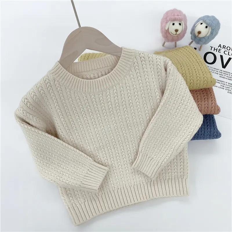 Thickened children's solid color baby warm clothes sweater