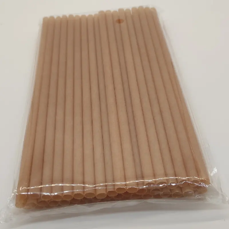 Ready To Ship 100% Biodegradable Sugarcane Straw 50 Pcs In PLA Bag Resistance 60 Degree Temperature Stianable