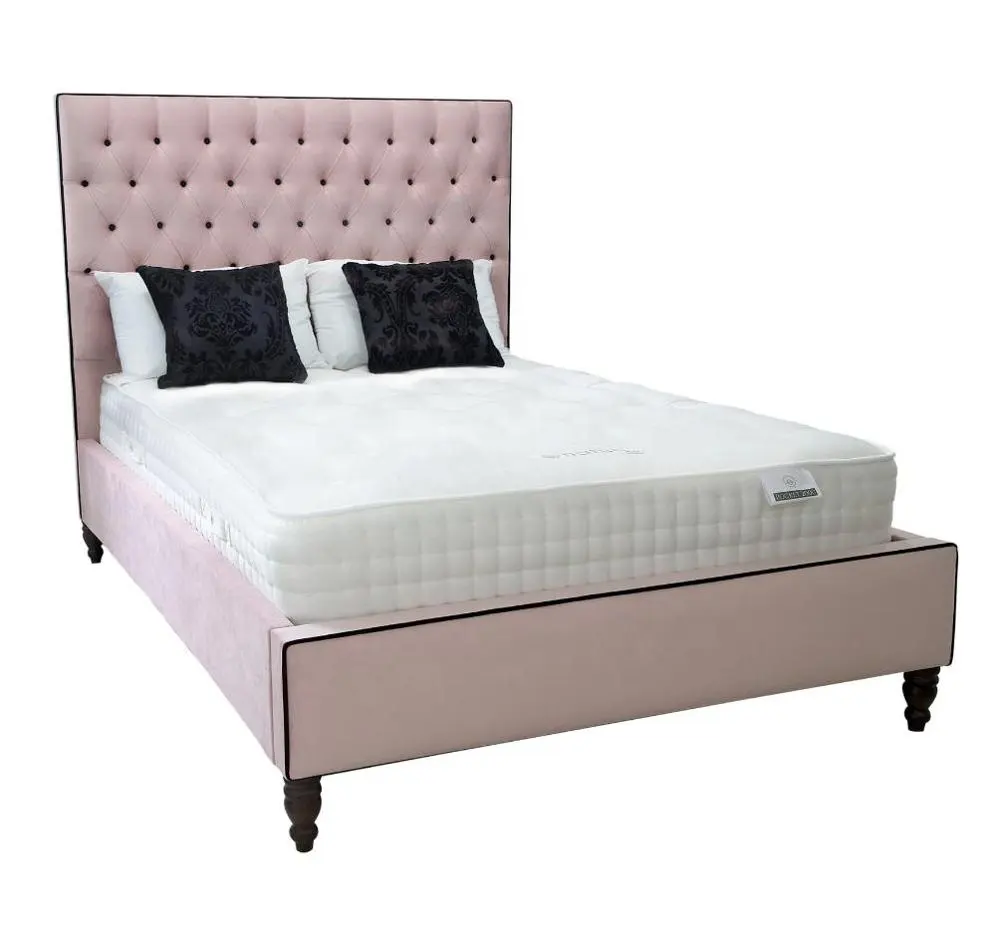 Chesterfield Upholstered Bed Frame Popular Tufted Button Design Fabric Bed Double