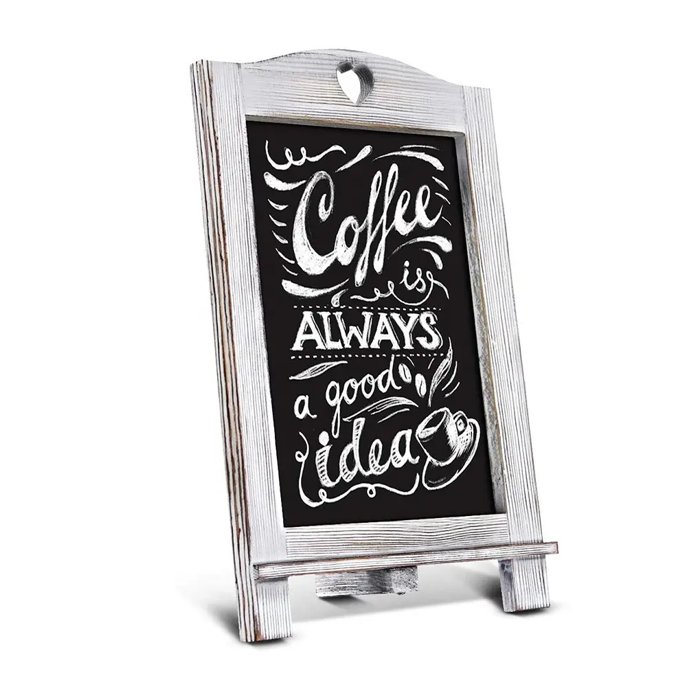 custom 15.7 X 10 wood Rustic white Wedding Kitchen Countertop Memo Board parties chalkboard signs Magnetic Tabletop chalk board