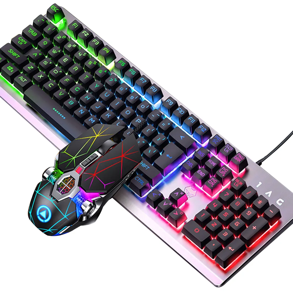 2021 отличная Механическая Проводная эргономичная игровая клавиатура и мышь со светодиодной подсветкой, комбинированная для компьютерных игр