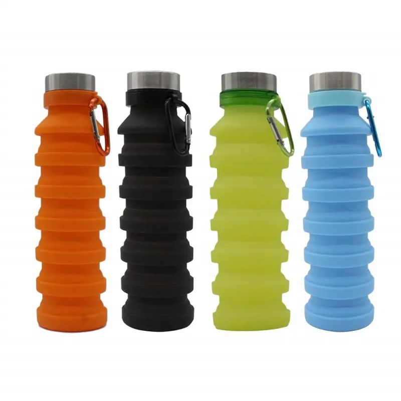 Оптовая продажа, рекламная Спортивная Складная Силиконовая бутылка для воды разных цветов, телескопическая Бутылка для путешествий