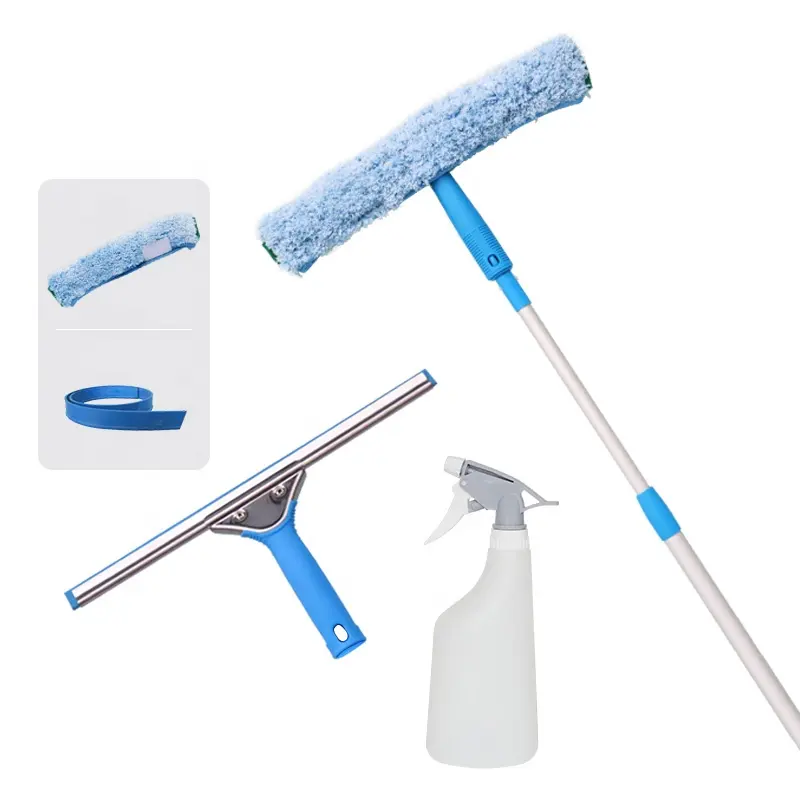 Professional Window Cleaning Tools And Kits Microfiber Window Glass Washing Cleaning Scrubber With Extension Pole