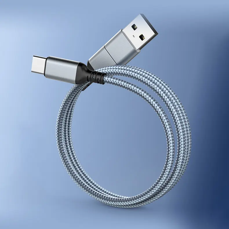 2 в 1 USBA USB C Type C 3A кабель для быстрой зарядки нейлоновый Плетеный 480 Мбит/с кабели для передачи данных для сотового телефона HUAWEI Xiaomi vivo OPPO