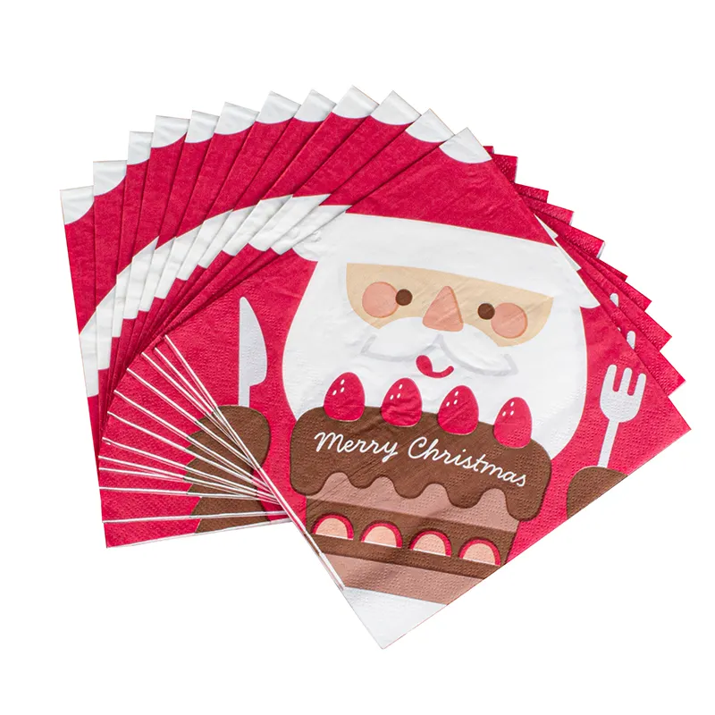 Рождественская декоративная бумага из бамбукового волокна для ресторана, салфетки с логотипом на заказ, 3-слойные салфетки