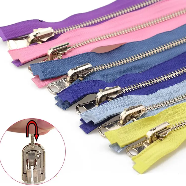 Metal Zipper Nylon Clothing Design Accessories 5# Double-sided Slider Metal Teeth Zipper