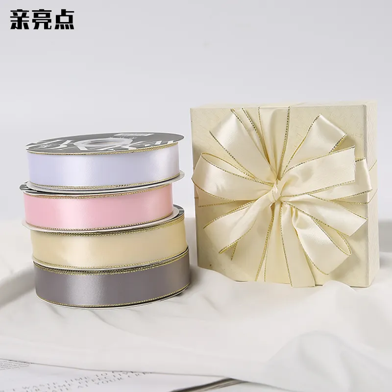 Double-sided Gilt Ribbon 2.5 Bouquet Bouquetbouquet Gift Cake Baking Decorative Ribbon Flowers Packaging Mater