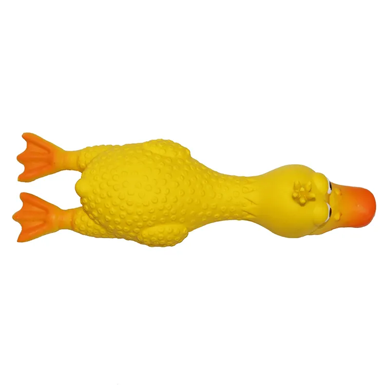 Rubber Squeaking Safe Dog Teeth Toy Yellow Duck