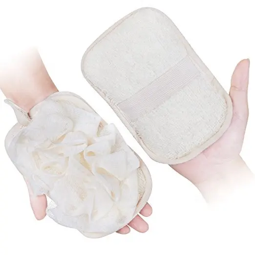 2 Layer Natural Exfoliating Face Pad Loofah Sponge Facial Brush Shower Scrubber Body Bath Spa luffa