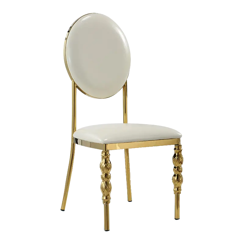 Outdoor Minimalist Rental Stainless Steel Gold Stacking Round Back Dining Furniture Wedding Party Event Dinning Chairs