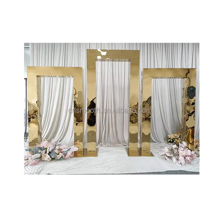 Wedding Event Decoration Square Arch Metal Gold Mirror Acrylic Arch For Backdrop