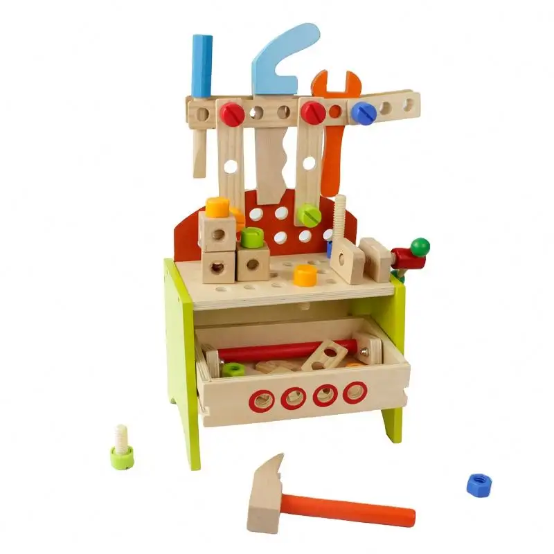 Wholesale Wooden disassembly Nut Screw Toys table Detachable tool box for Kids Amazon hot sale tool box toy set for kids