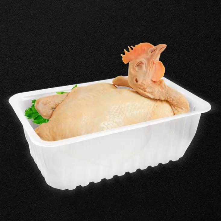 Customized Fresh Meat Sealed Chicken Packaging Box Plastic Packaging Food Preservation Tray White Disposable Blister Fruit Zhida