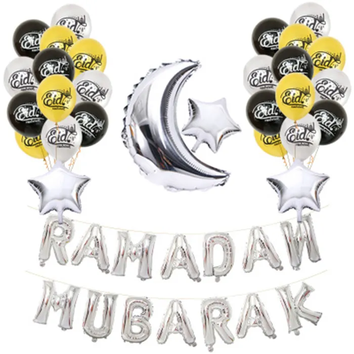 18 дюймов ИД Мубарак воздушного шара пачке мусульманский Рамадан вечерняя женская обувь с отделкой на шарик из фольги в форме 12 дюймов латексные воздушные шары с Луны