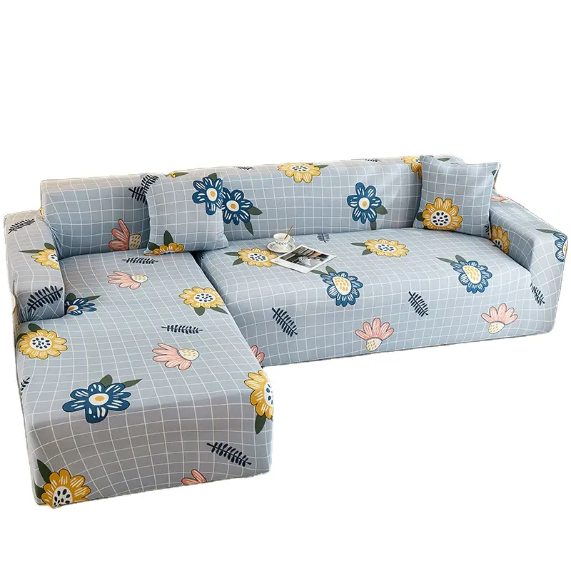 Blue Gray flowers Elastic Sofa Cover Sofa Most Popular Customized Logo Style Outdoor Pattern Hotel