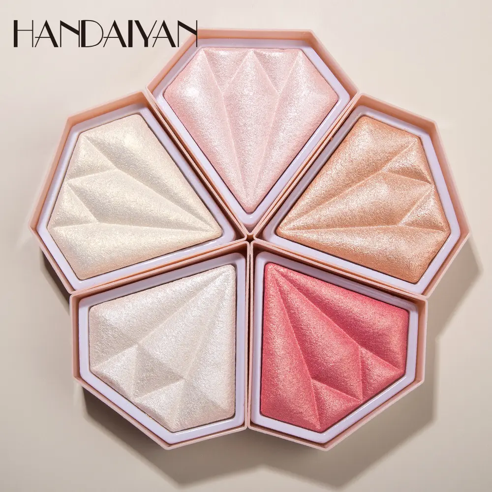 HANDAIYAN 5 Color Highlighter Powder Palette Makeup Glow Face Contour Shimmer Illuminator Highlight Cosmetics