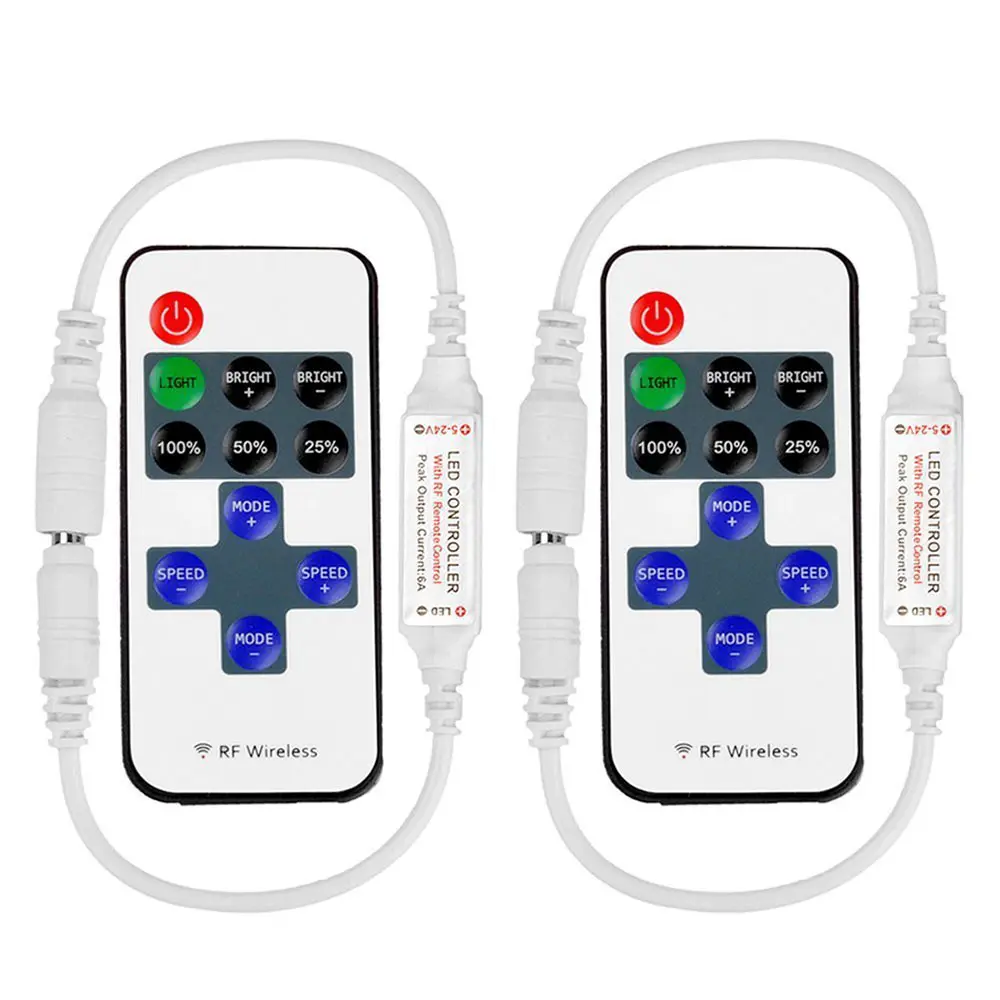 Беспроводной мини Радиочастотный пульт дистанционного управления, светодиодный диммер для освещения DC 5V 12V 24V 6A, Одноцветный контроллер для полос, 11 клавиш