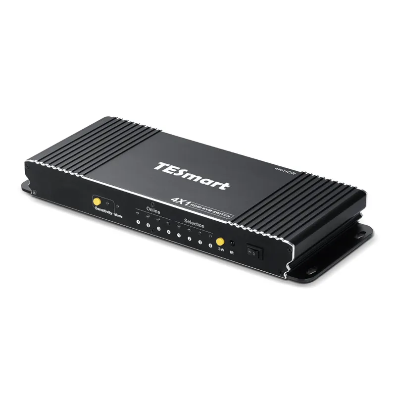 TESmart High Quality KVM Switcher hdmi usb 4k@60hz Support L/R Audio With EDID Emulator 1in 4 out  4 Port HDMI KVM Switch