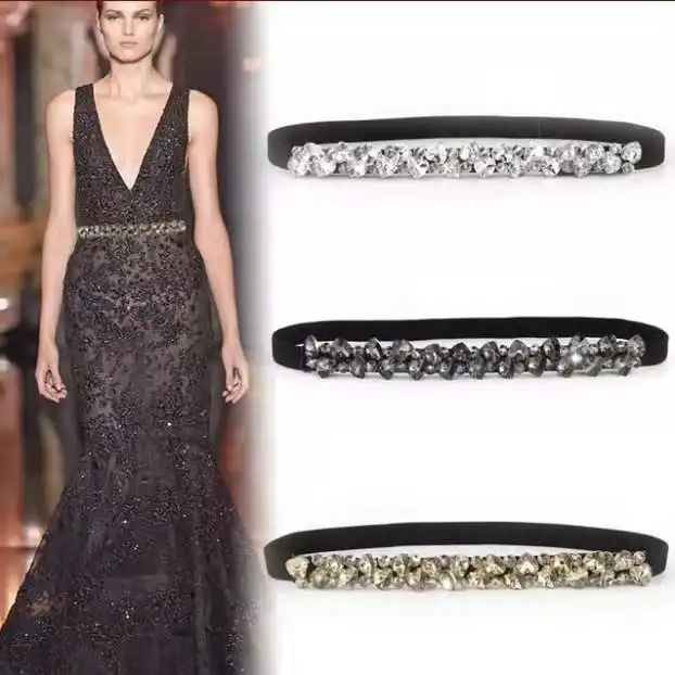 KDB7874 wholesale Manufacturing Luxury Crystal Elastic Dress Woman Belt