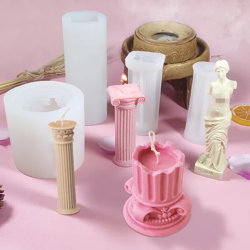 3D Roman Column Candle Mold European Simple Home Furnishing Aromatherapy Candle DIY Resin Silicone Mold