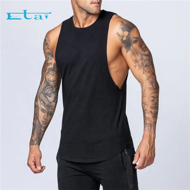 Wholesale High Quality Custom Mens Gym Active Wear Fitness Sports Round Muscle Dry Fit Training Tank Top