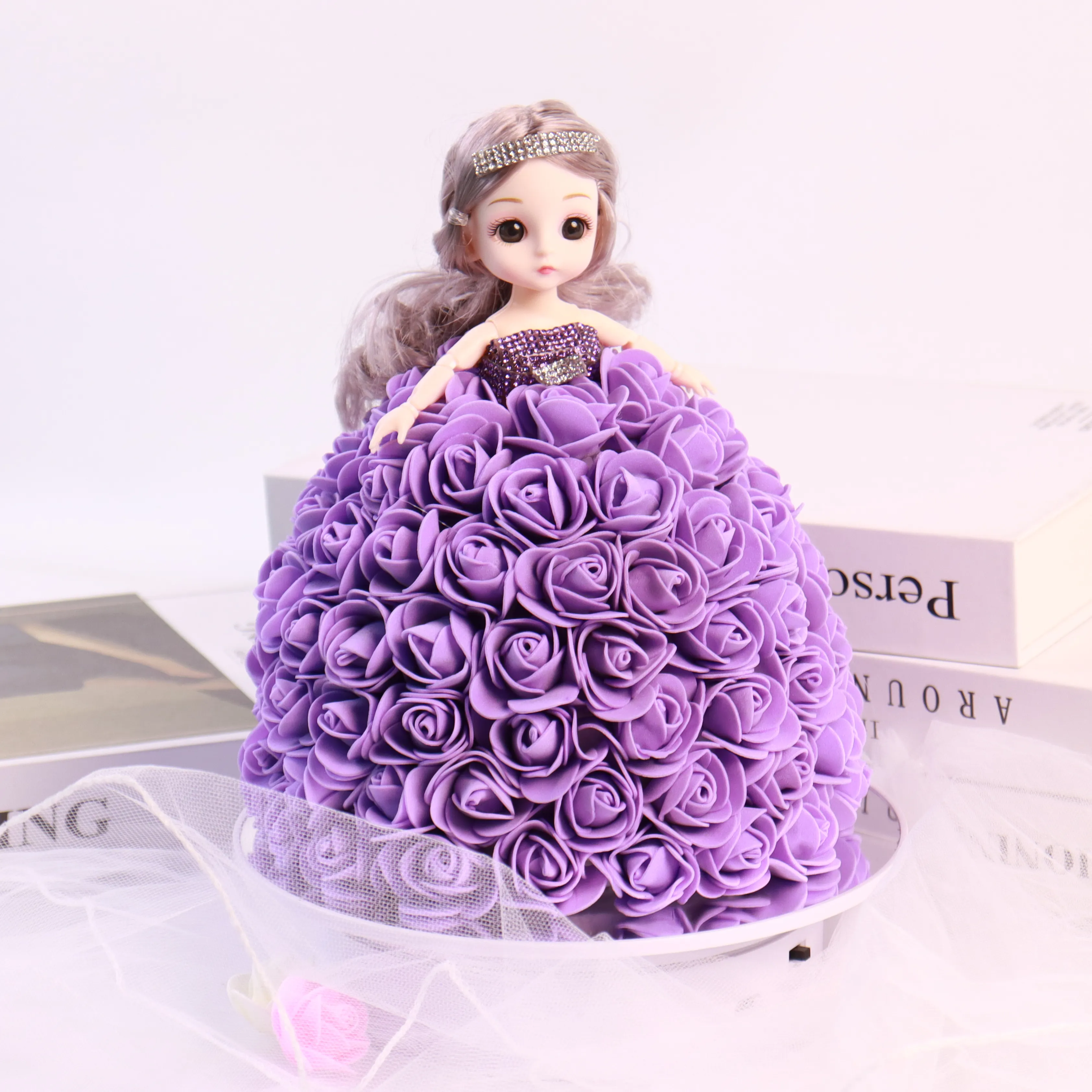 Hot Sale Amazon Artificial Flower Wholesale Valentine Christmas Gift Foam Flower Rose Doll Pearl Bear Gift Package Box