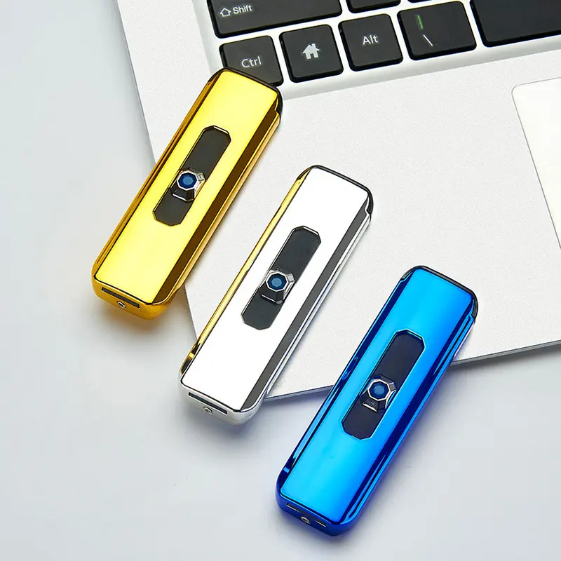 Электрическая USB перезаряжаемая портативная ветрозащитная Зажигалка для курения многоцветные аксессуары ультратонкая Мужская подарочная USB-зажигалка
