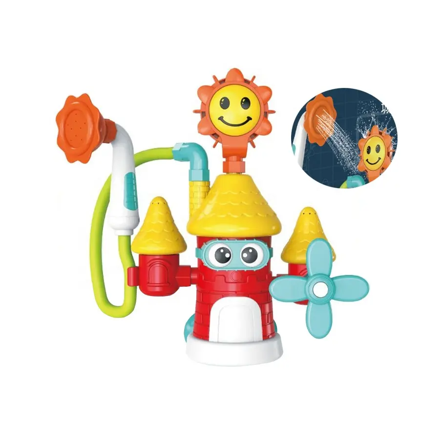 Bath Toy Castle Bathing Toy Baby Floating Bathroom Shower Water Swimming Toy Sprinkler With Different Replaceable Shower Nozzle