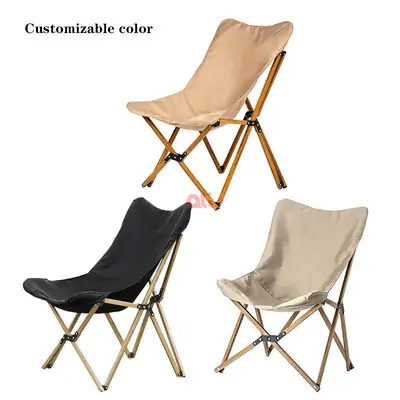 Wooden grain outdoor camping lazy folding chair