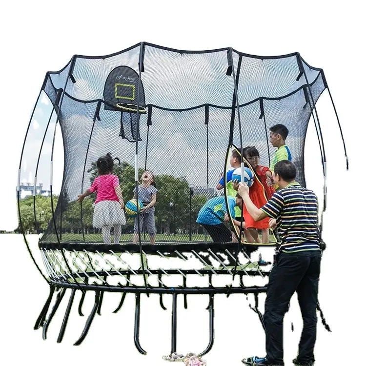 Новый дизайн, садовый открытый большой батут с бесплатным прыжком для детей, 10-футовый батут с защитной сеткой