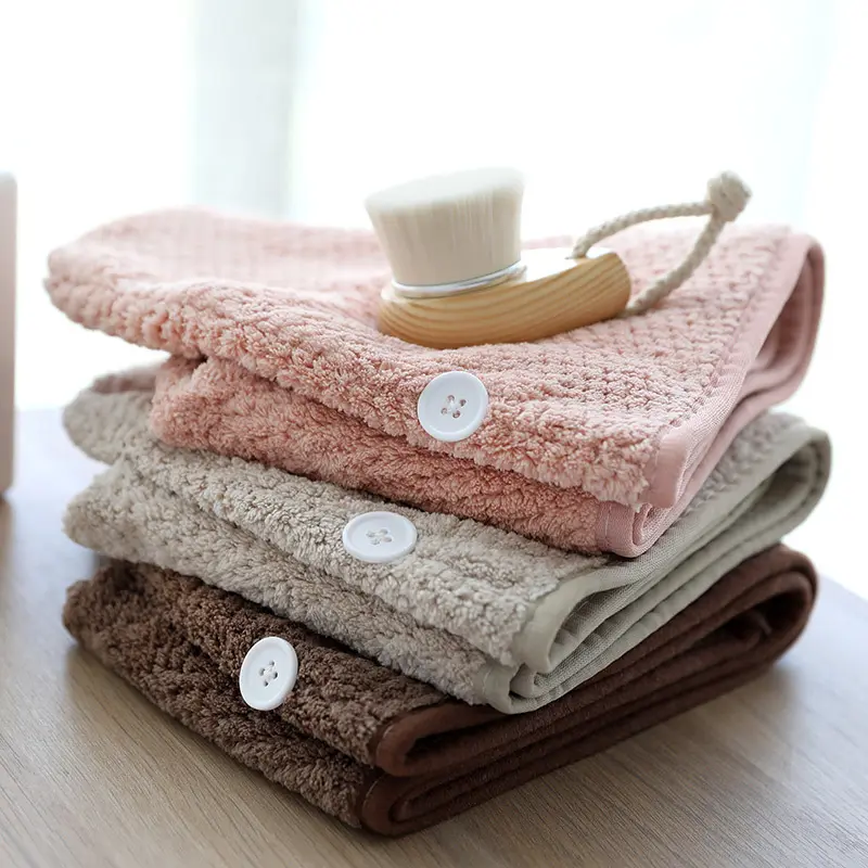 Custom Personalized SPA Women''s Super Absorbent Quick Dry Soft Magic Turban Towel With Buttons Twist Wrap Microfiber Hair Towel