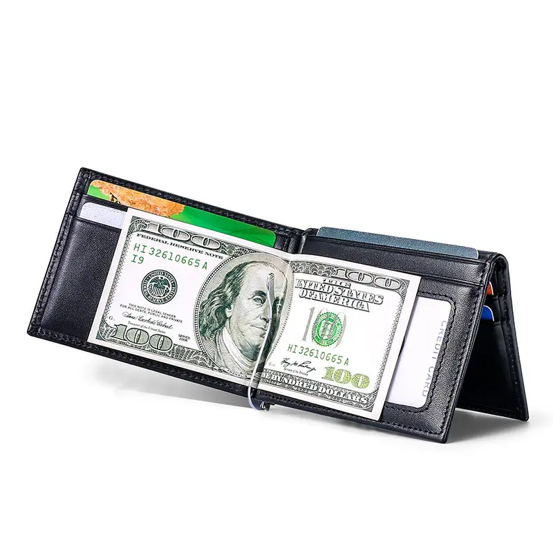 Men Money Clip Wallet Pu Leather Money Clip Wallet Men's Slim Wallet With Money Clip