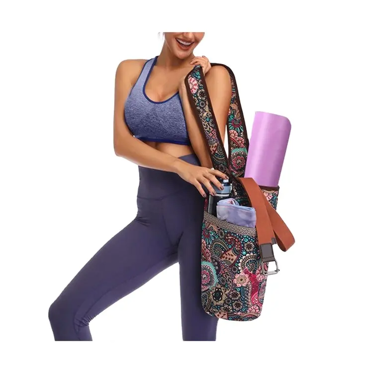 Private Label Mat Organizer Storage Carrier Woman Foldable Pocket Canvas Yoga Bag