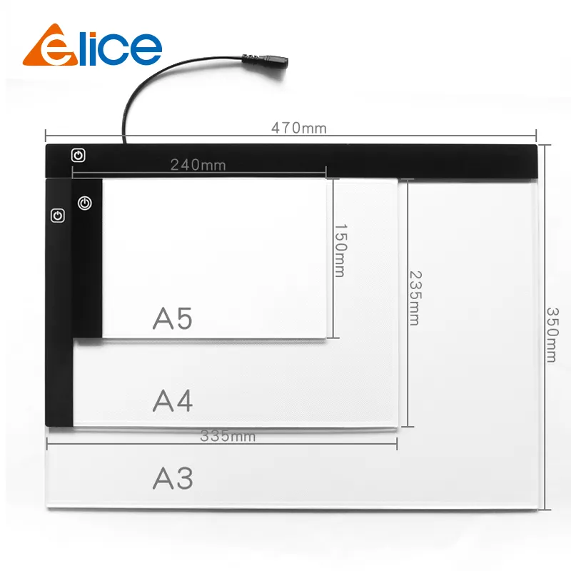 Elice factory directly sales A3 A4 A5 Led tracing pad light drawing board good drawing tools for kids