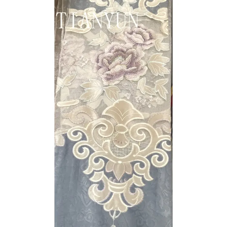 Excellent Quality Luxury Italian Style Gold Siver Embroidery Embossed Velvet Curtain Fabric